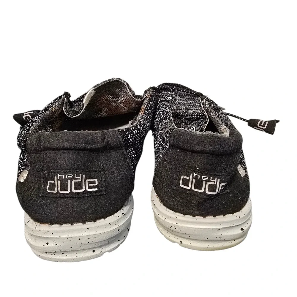 Hey Dude Wally Sox Black White Men's Casual Loafers Comfort Shoes‎ Size US 8